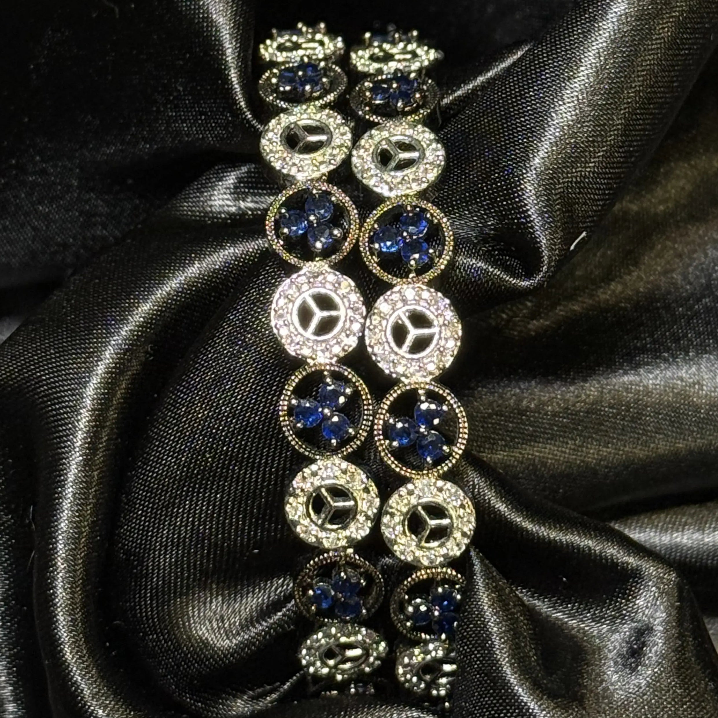 Royal blue stone bangle set with American diamonds