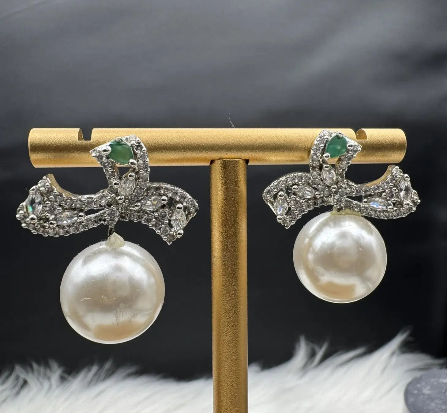 Pearl drop American diamonds earrings 