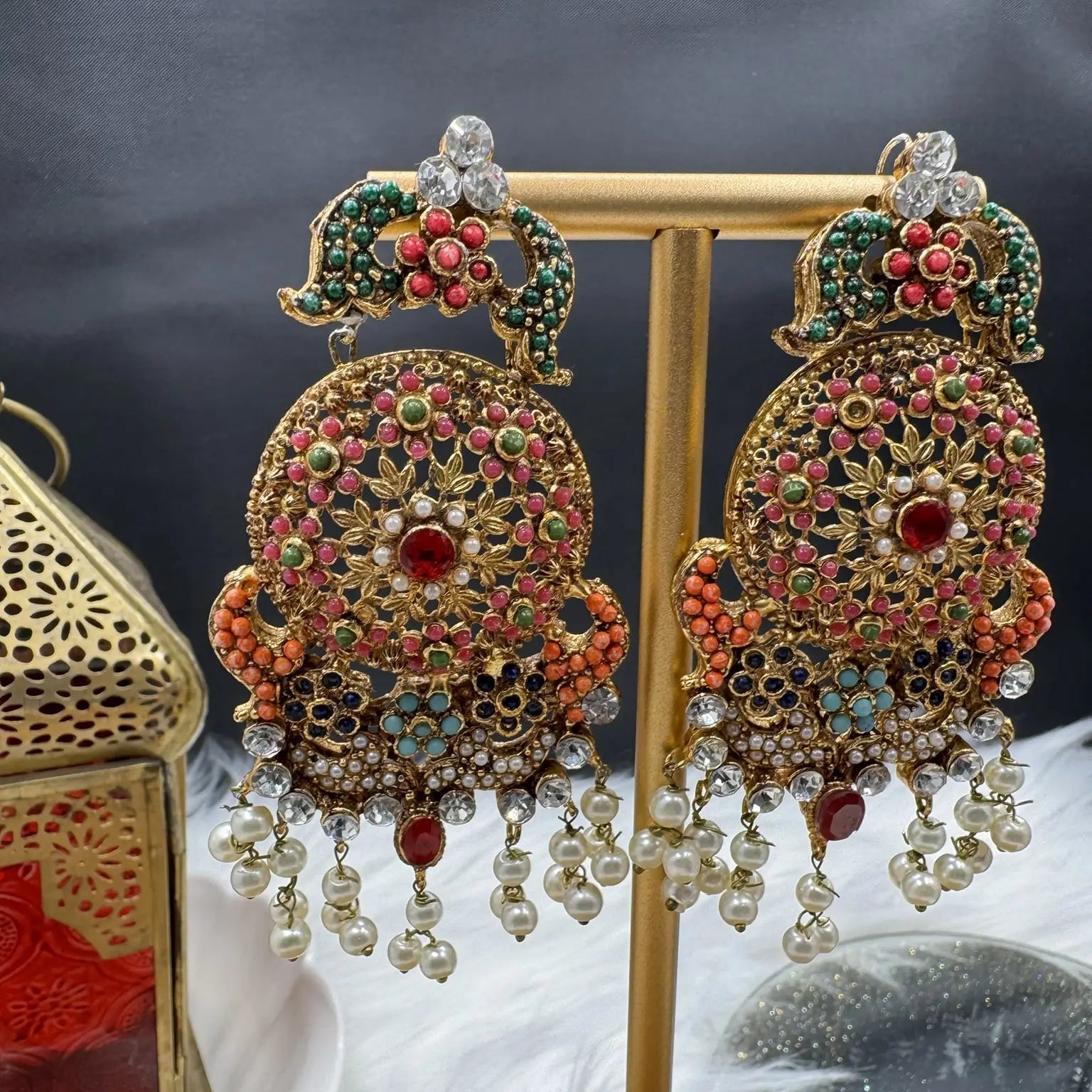Pakistani style traditional multicolor earrings. Waterproof and stainless steel