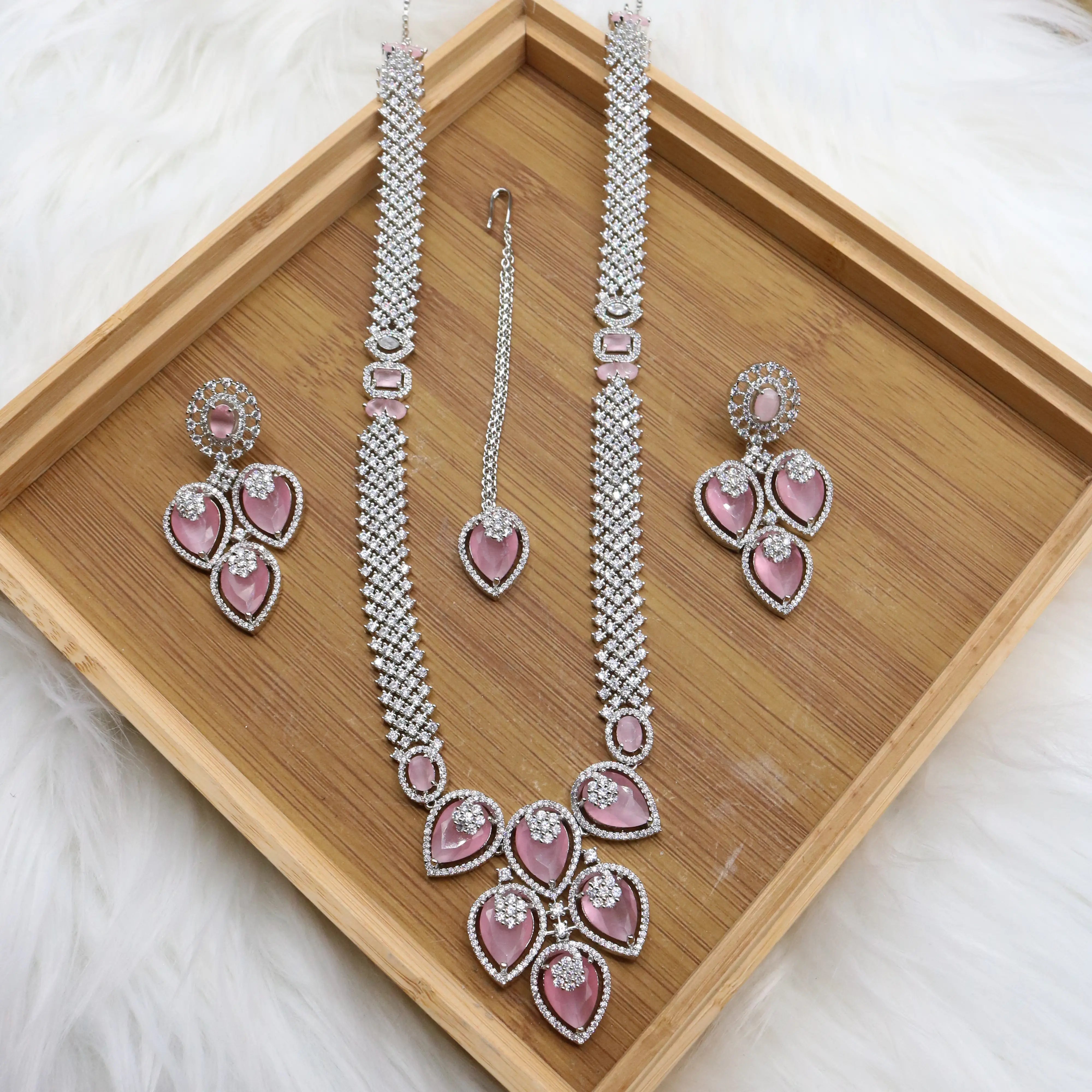 Silver-plated Pakistani bridal necklace without jhoomer