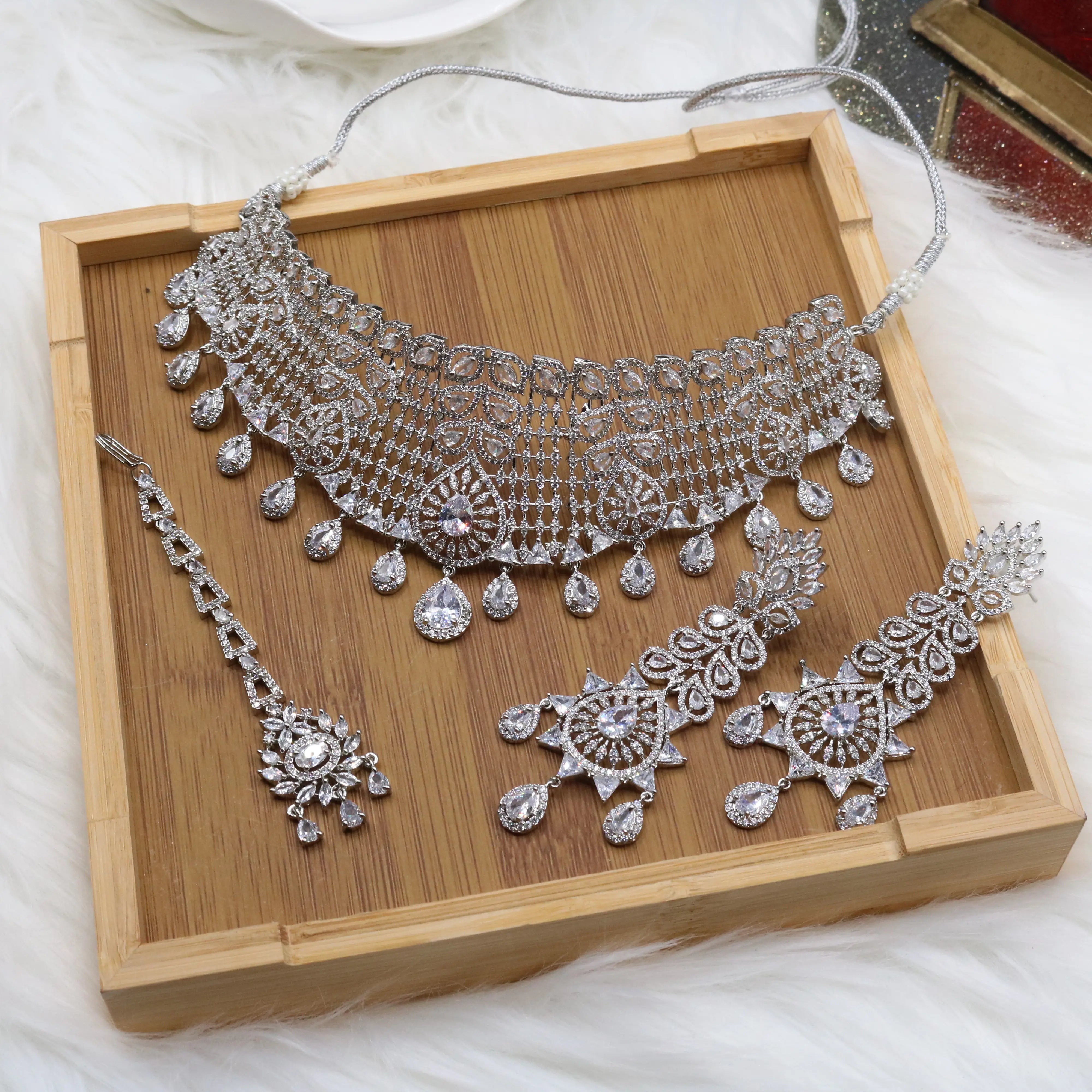 Pakistani bridal choker set in silve
