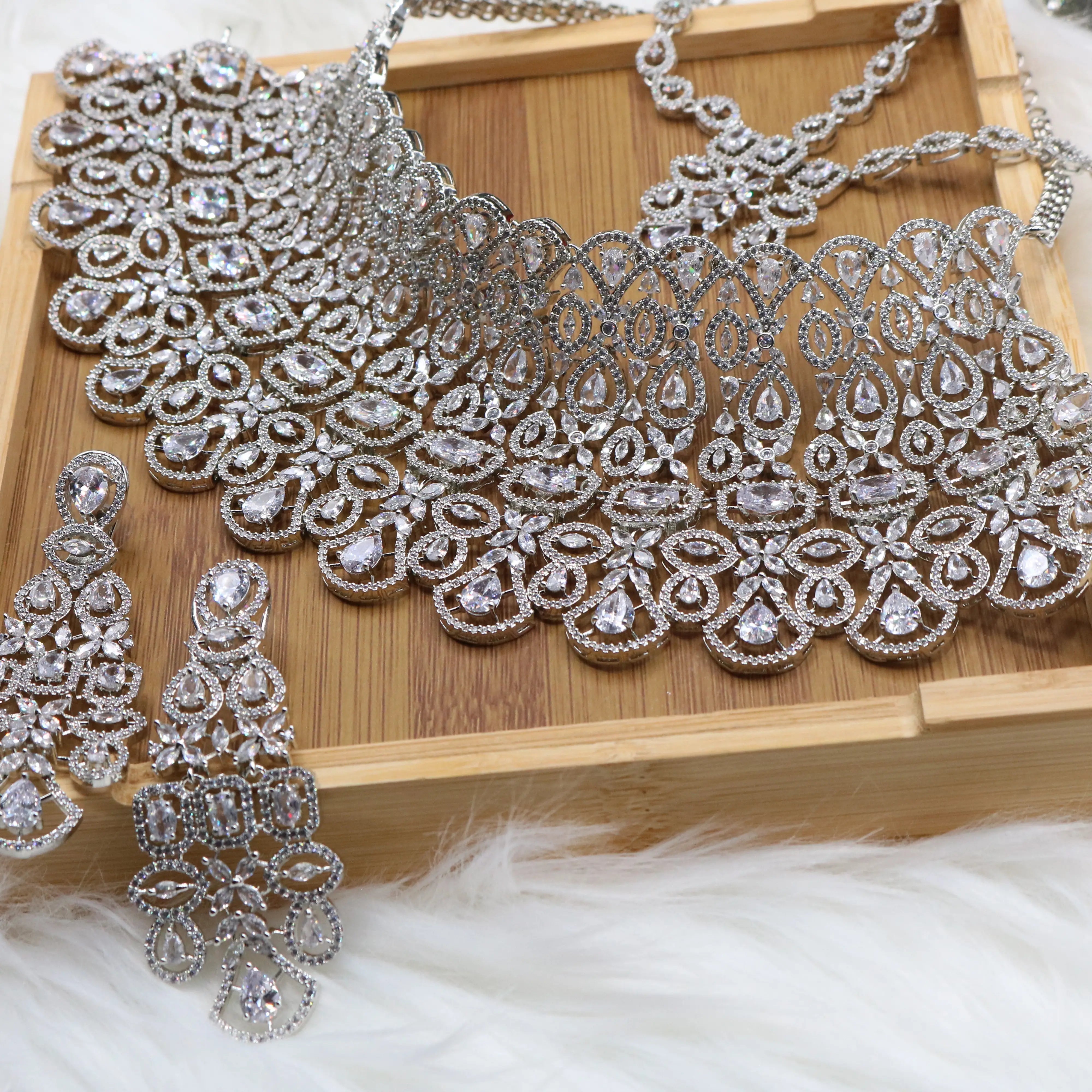 Pakistani silver bridal choker set with matha patti