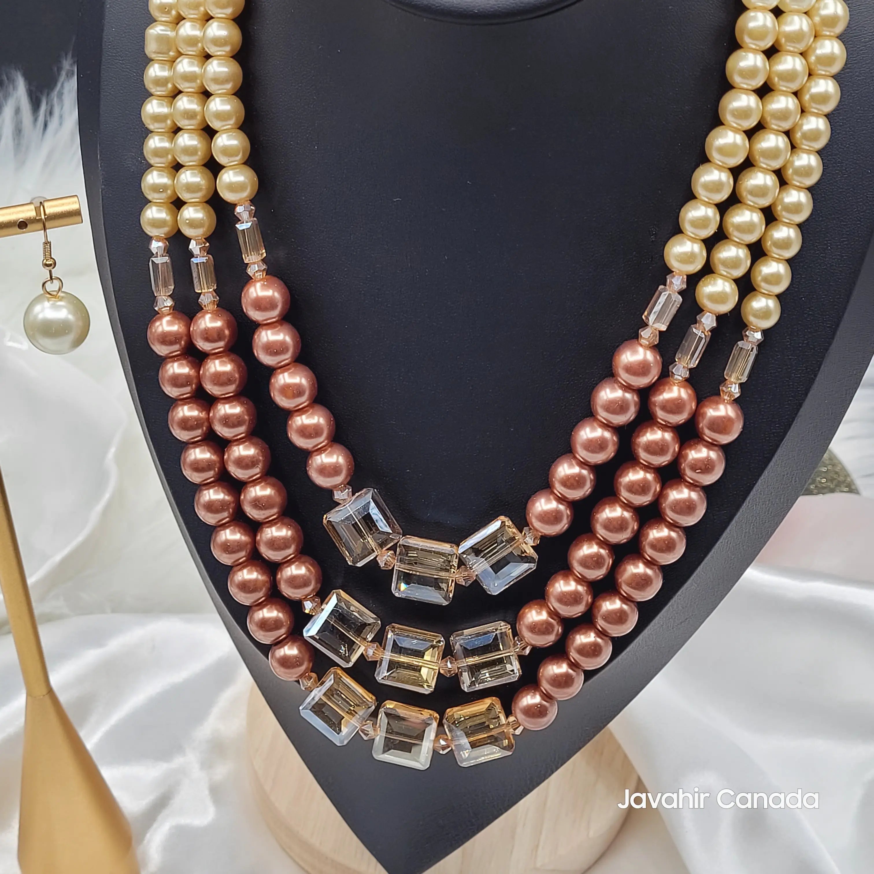 JV160 in Golden Bronze – warm-toned pearls and champagne crystals