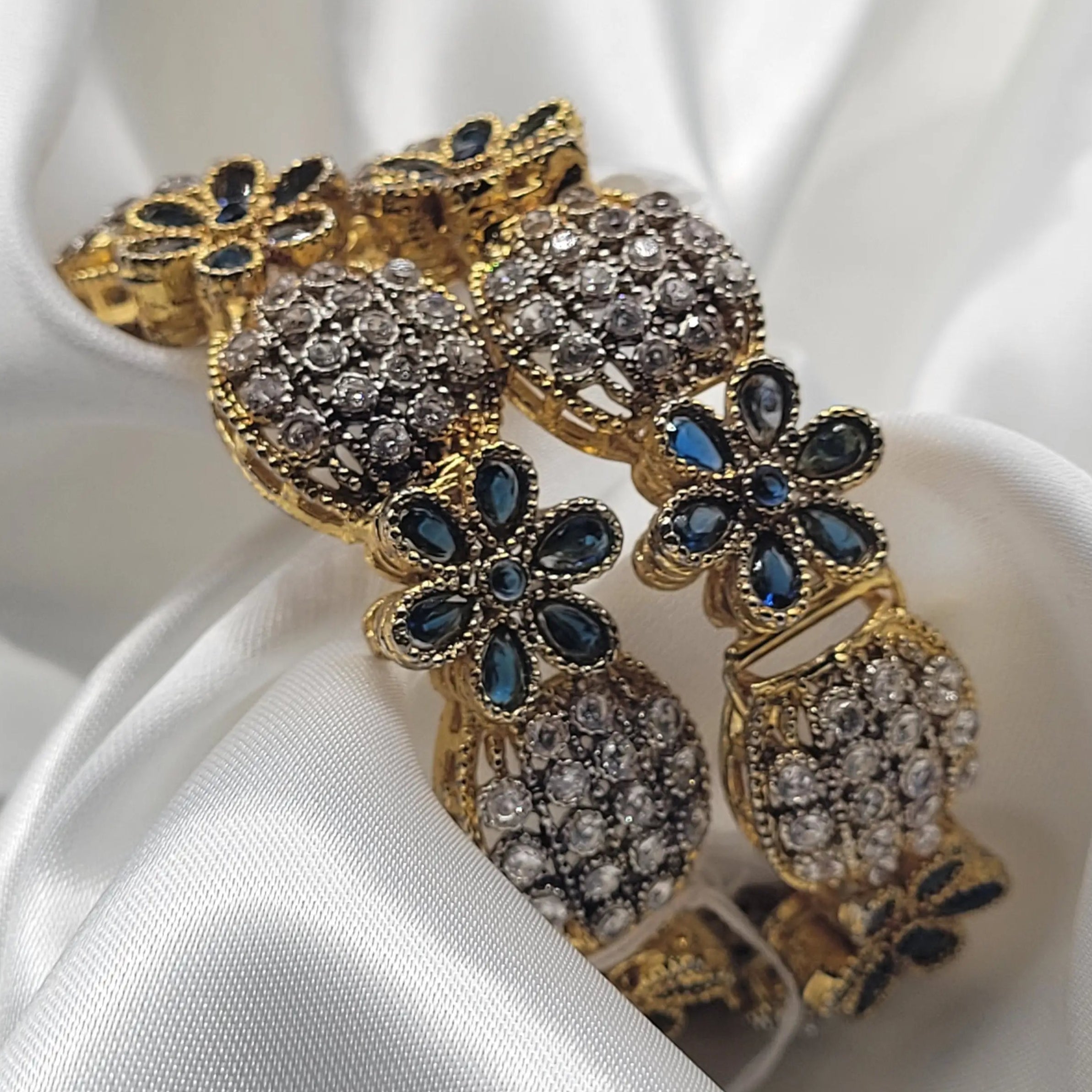 Blue stone-studded openable bangles – JV3001 variant