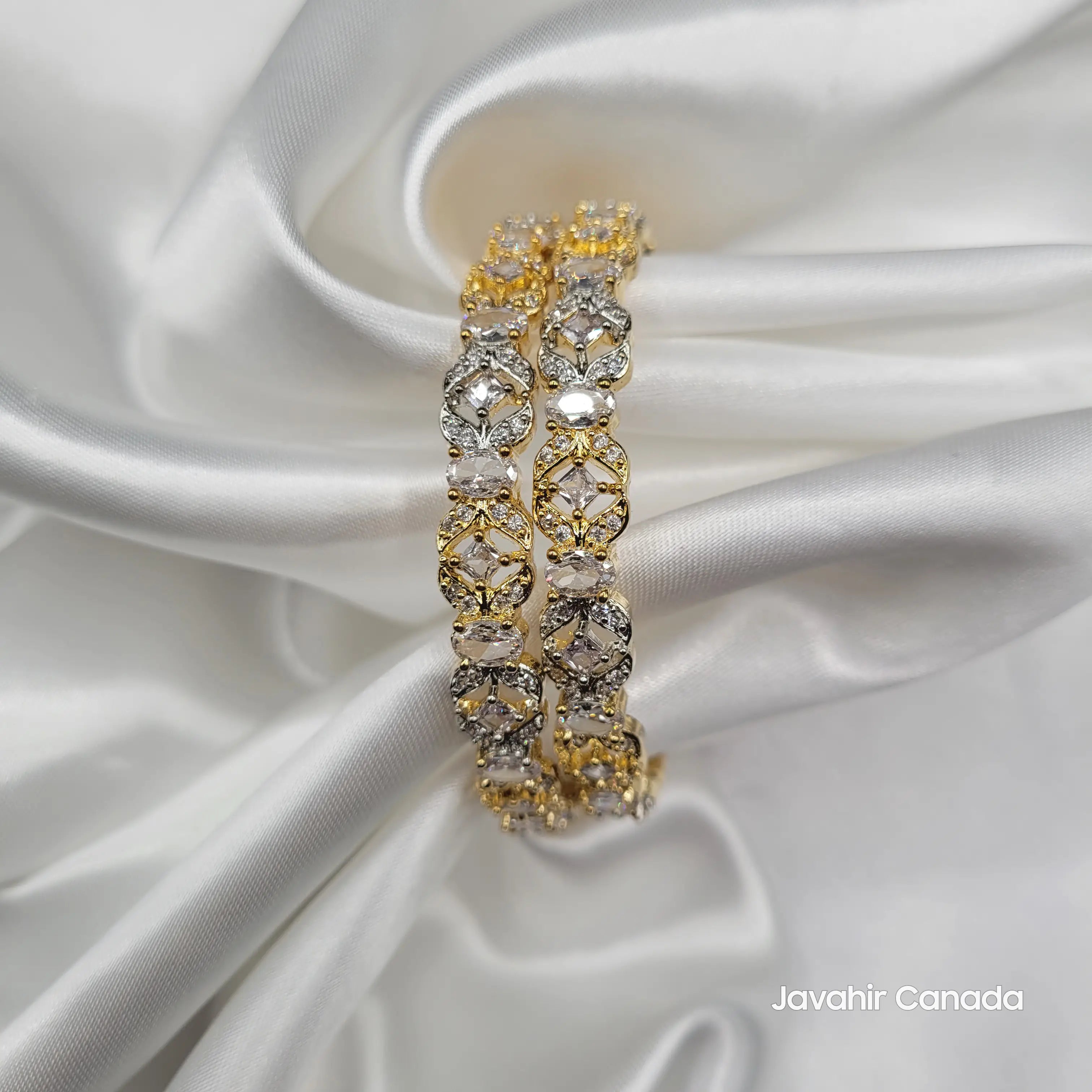 Front View of JV3024 Gold Bangles – Dual Tone Finish