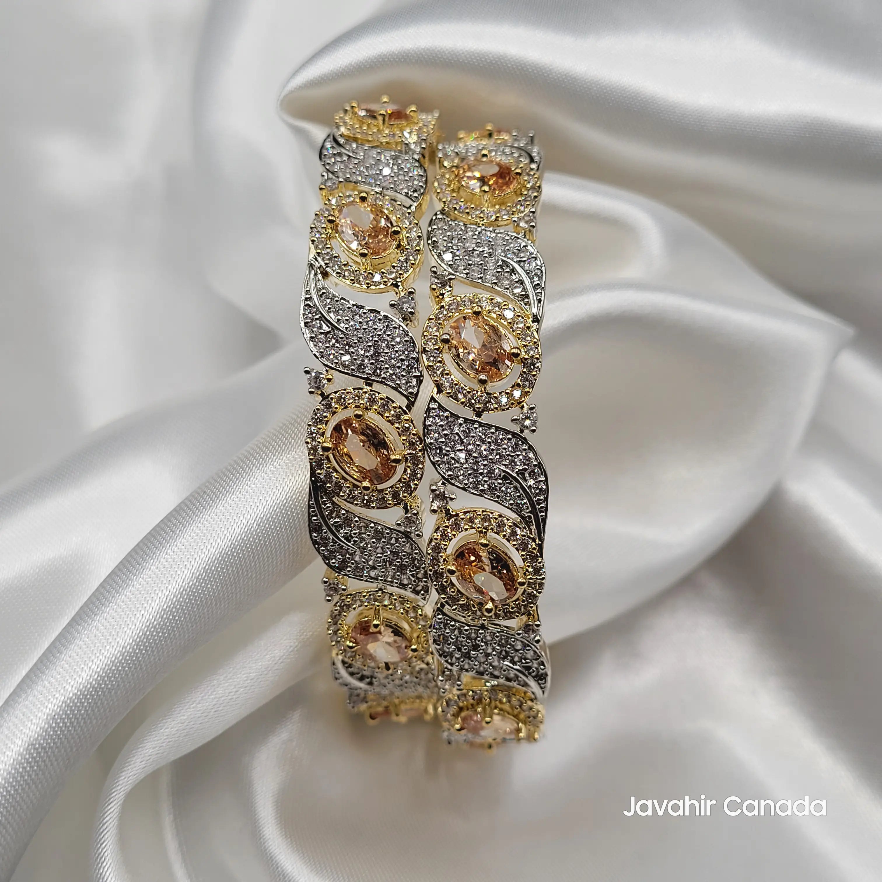 Gold JV3025 American Diamond Bangles – Side-by-Side Display