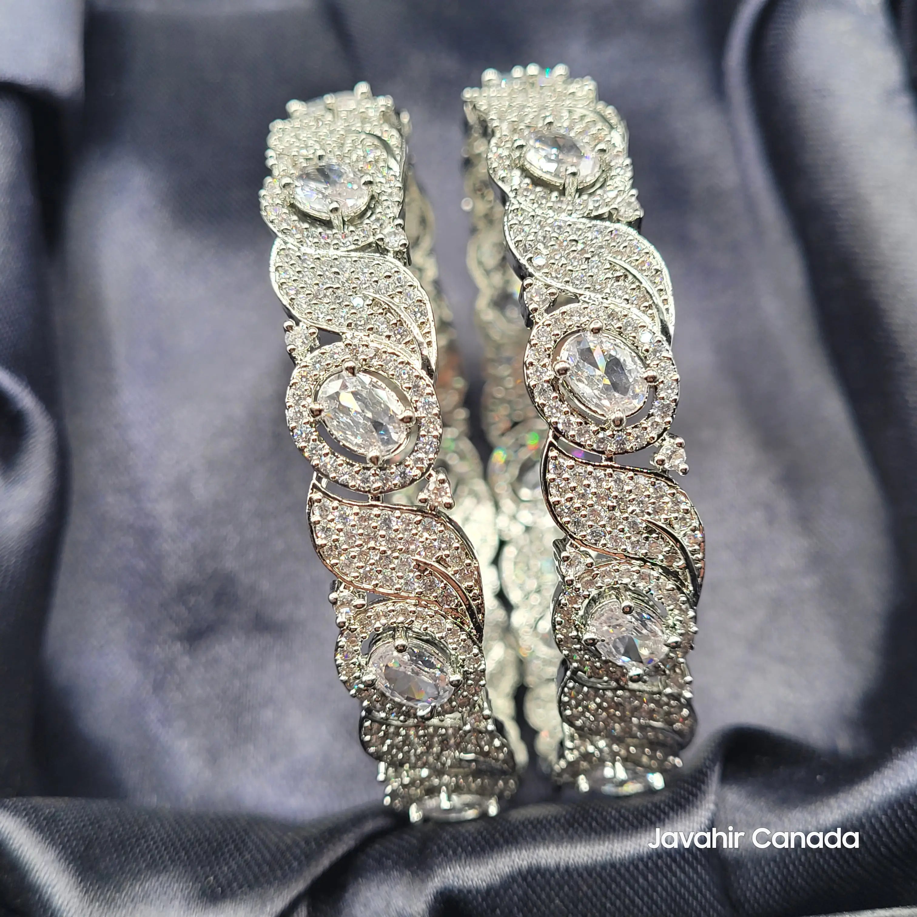 Silver JV3025 Bangles in Box – Icy White Sparkle