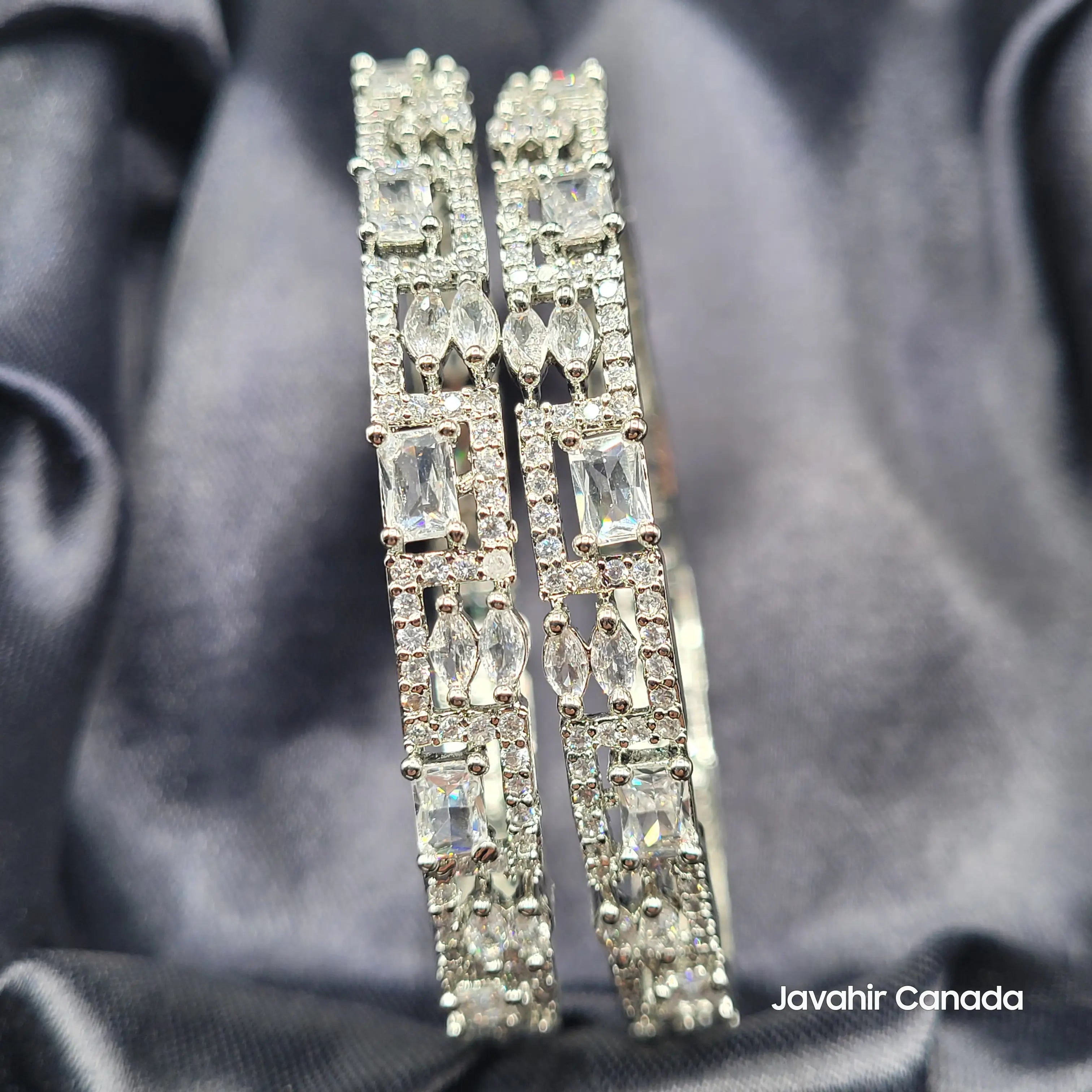 JV3026 White Stone Bangles – Elegant Box Display