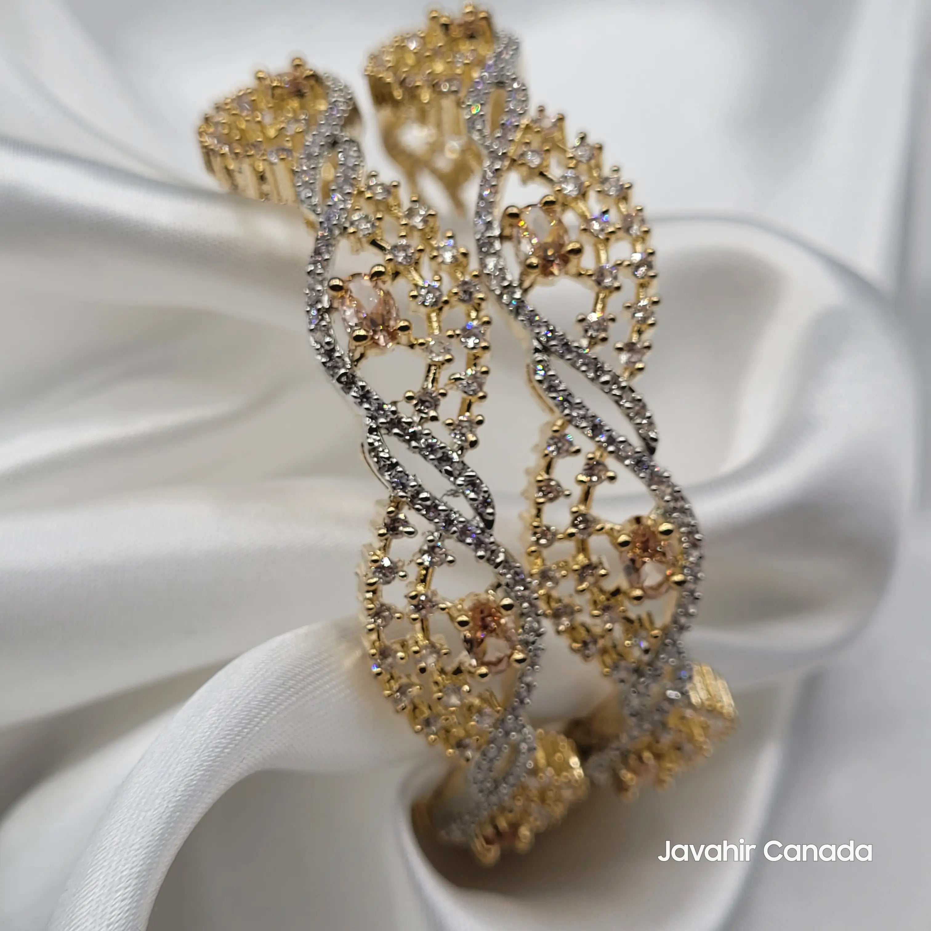Side View of JV3027 Gold-Plated Bangles – Detailed Filigree Work