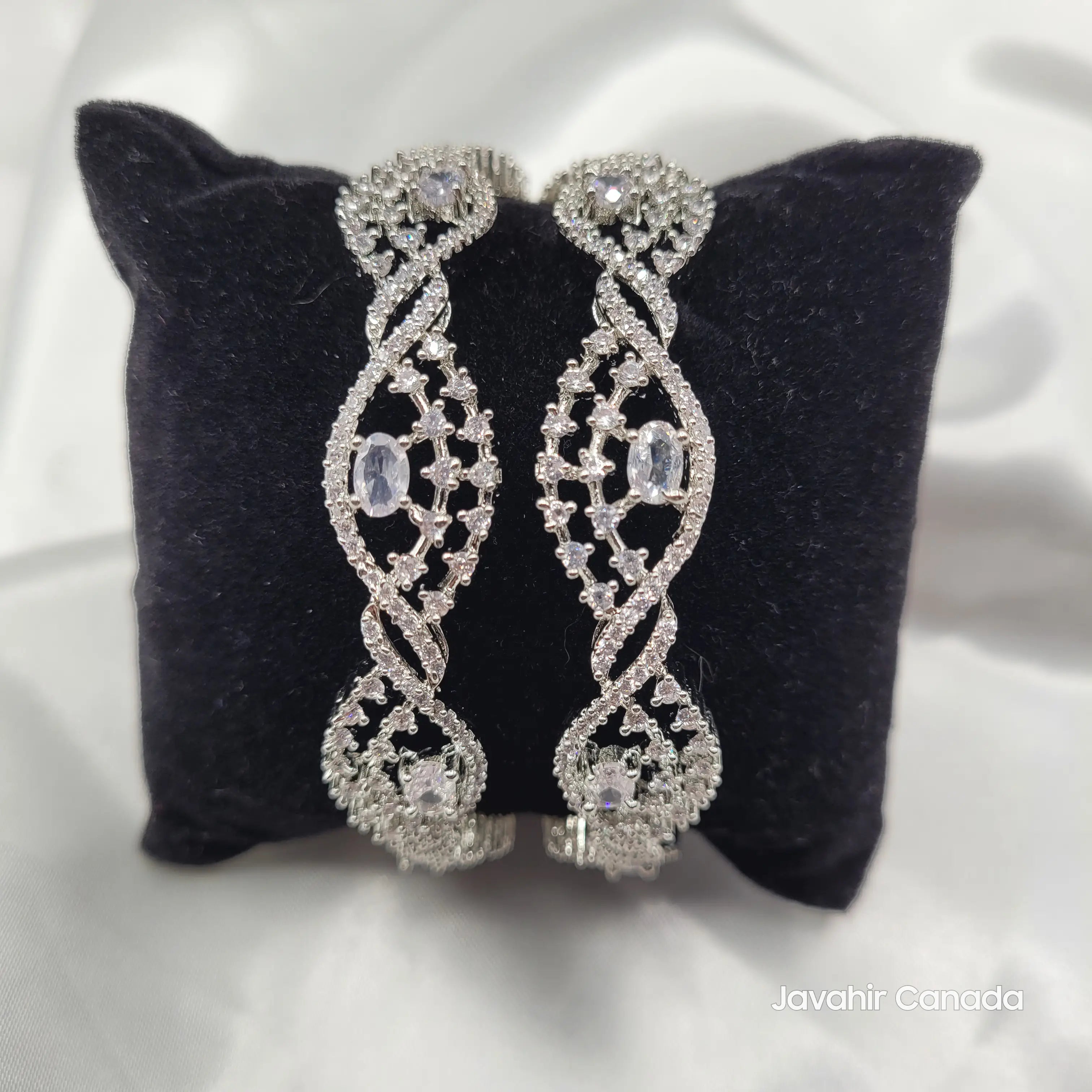 JV3027 Silver Bangles – Handcrafted Infinity Twist Design