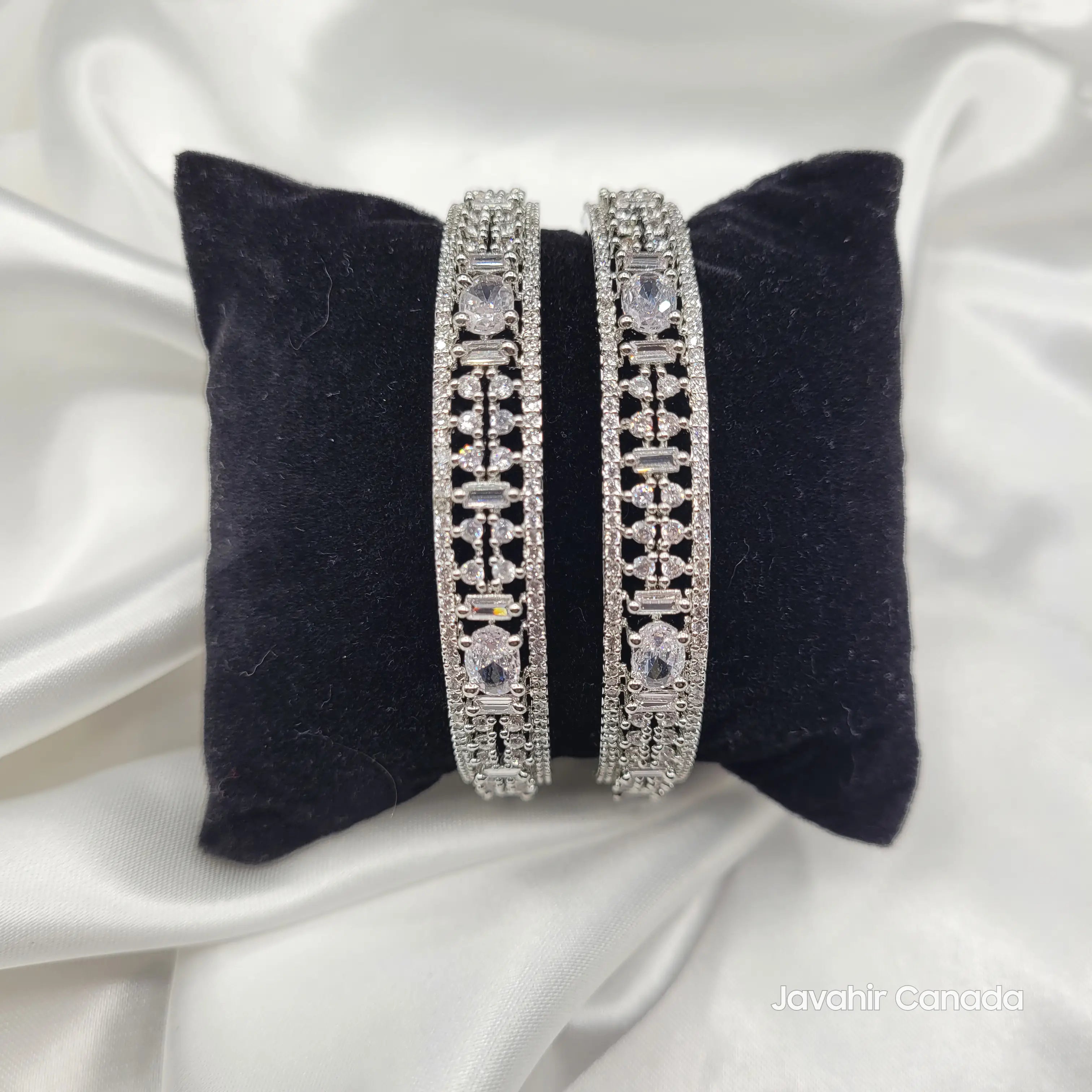 JV3028 Silver American Diamond Bangles – Bridal & Formal Wear