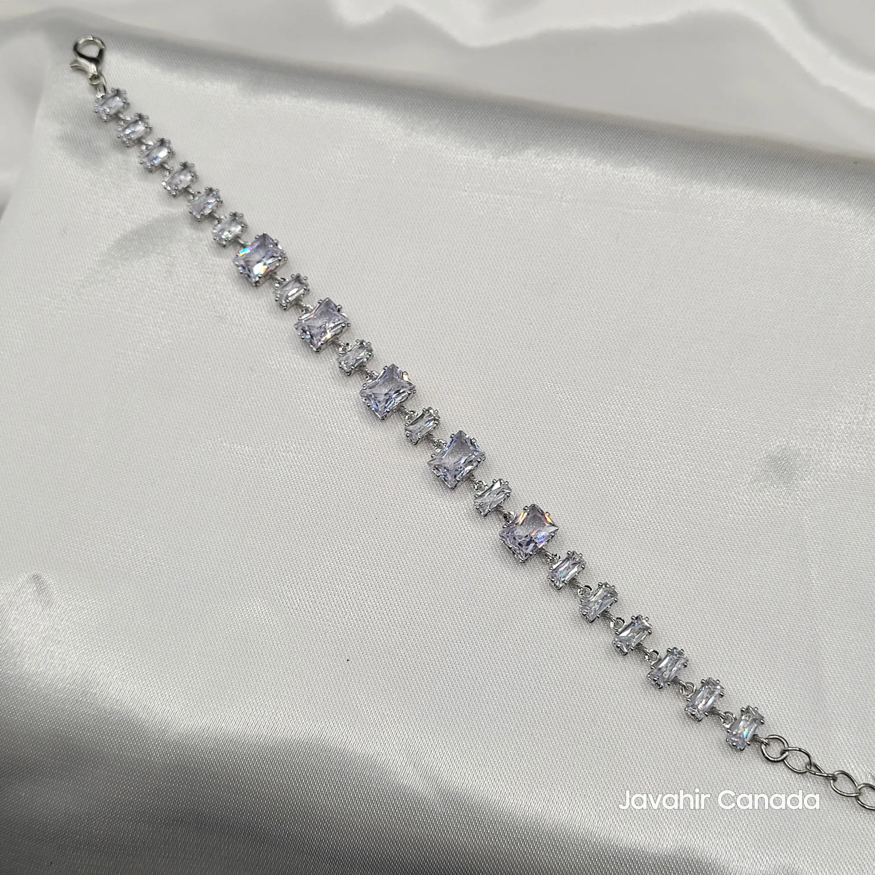 JV4007 bracelet featuring clear emerald-cut cubic zirconia in silver-tone finish