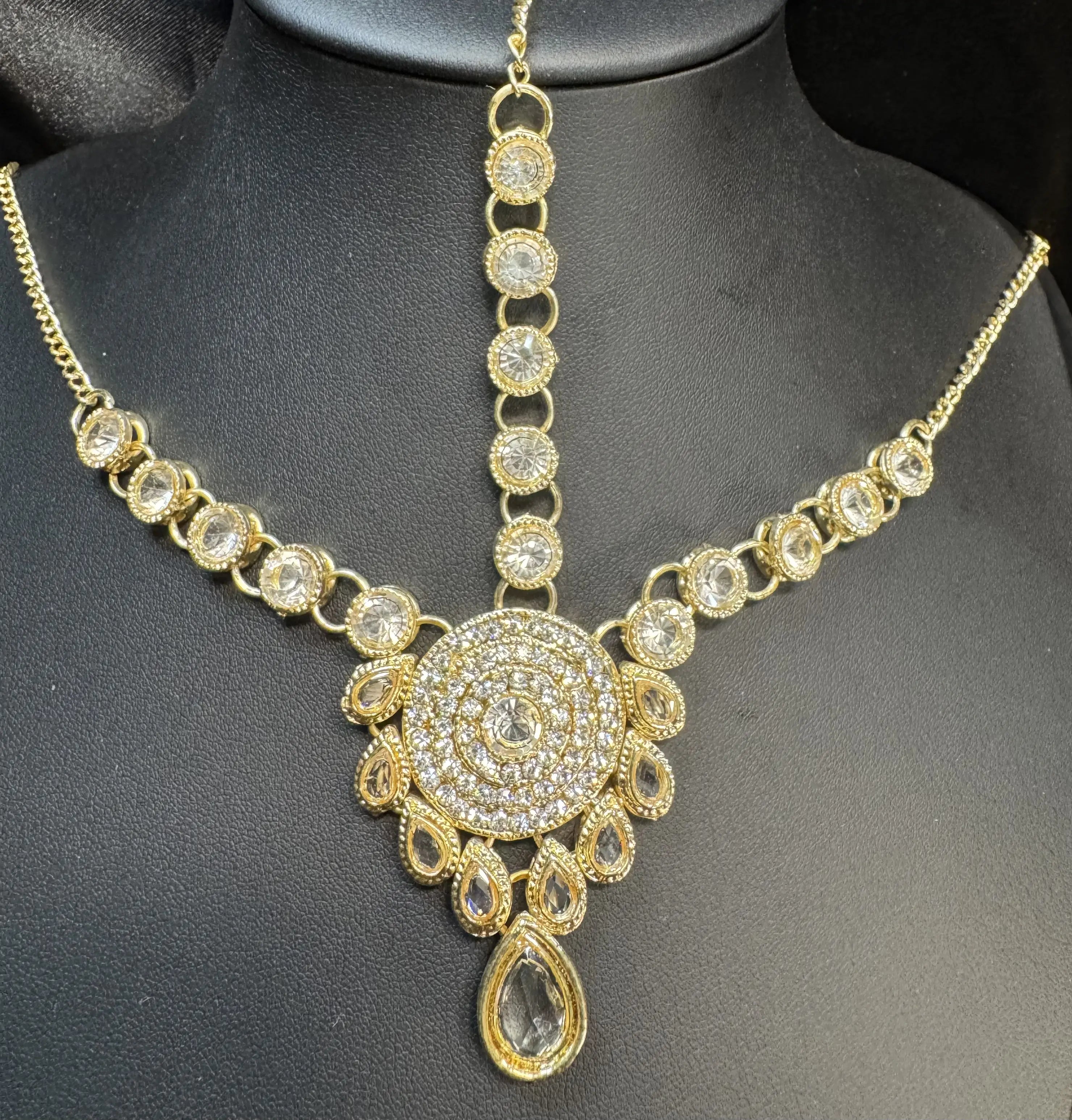 JV5107 Gold Maatha Patti with Circular American Diamond Centerpiece