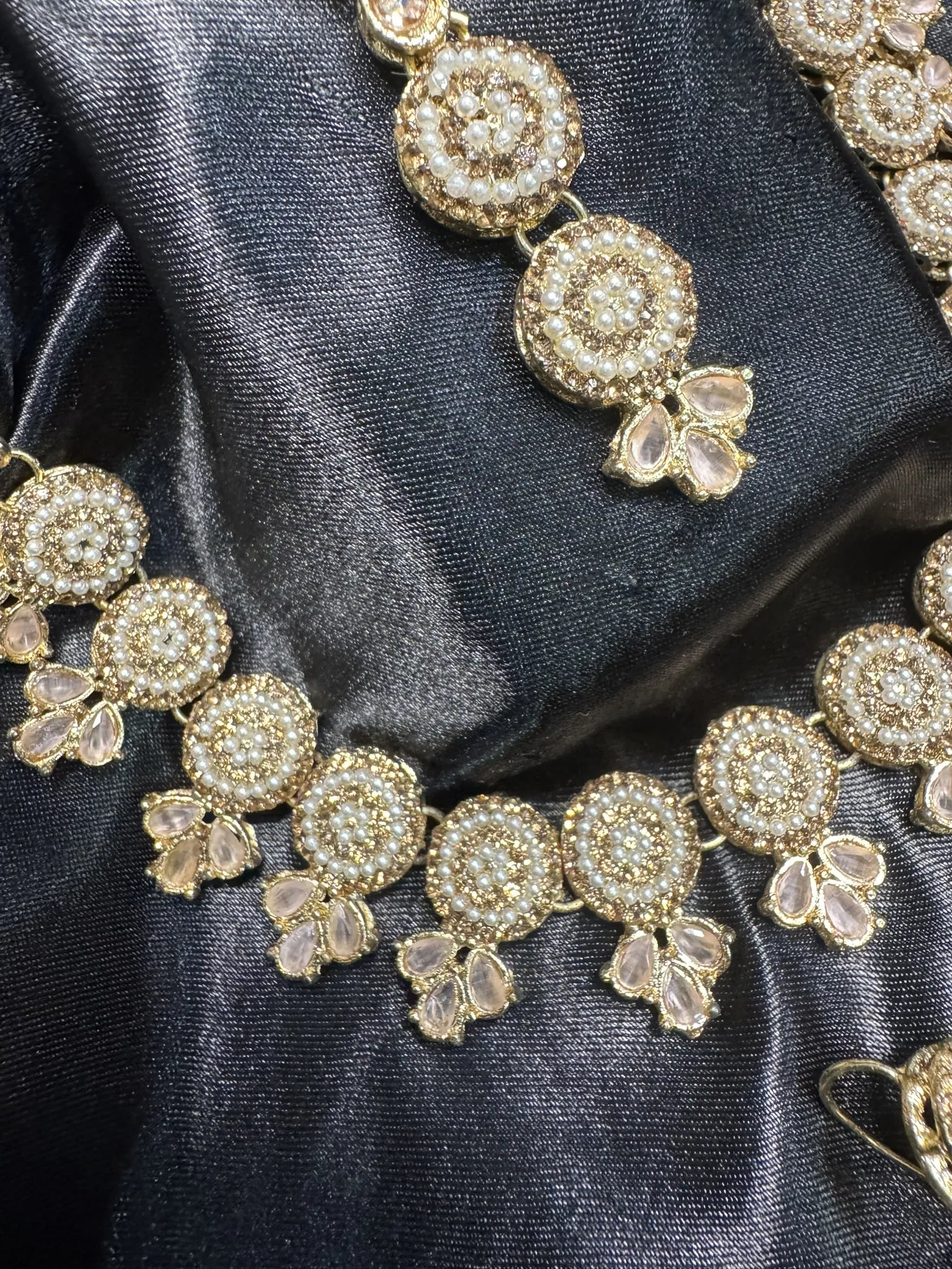 gold plated necklace with clear stones