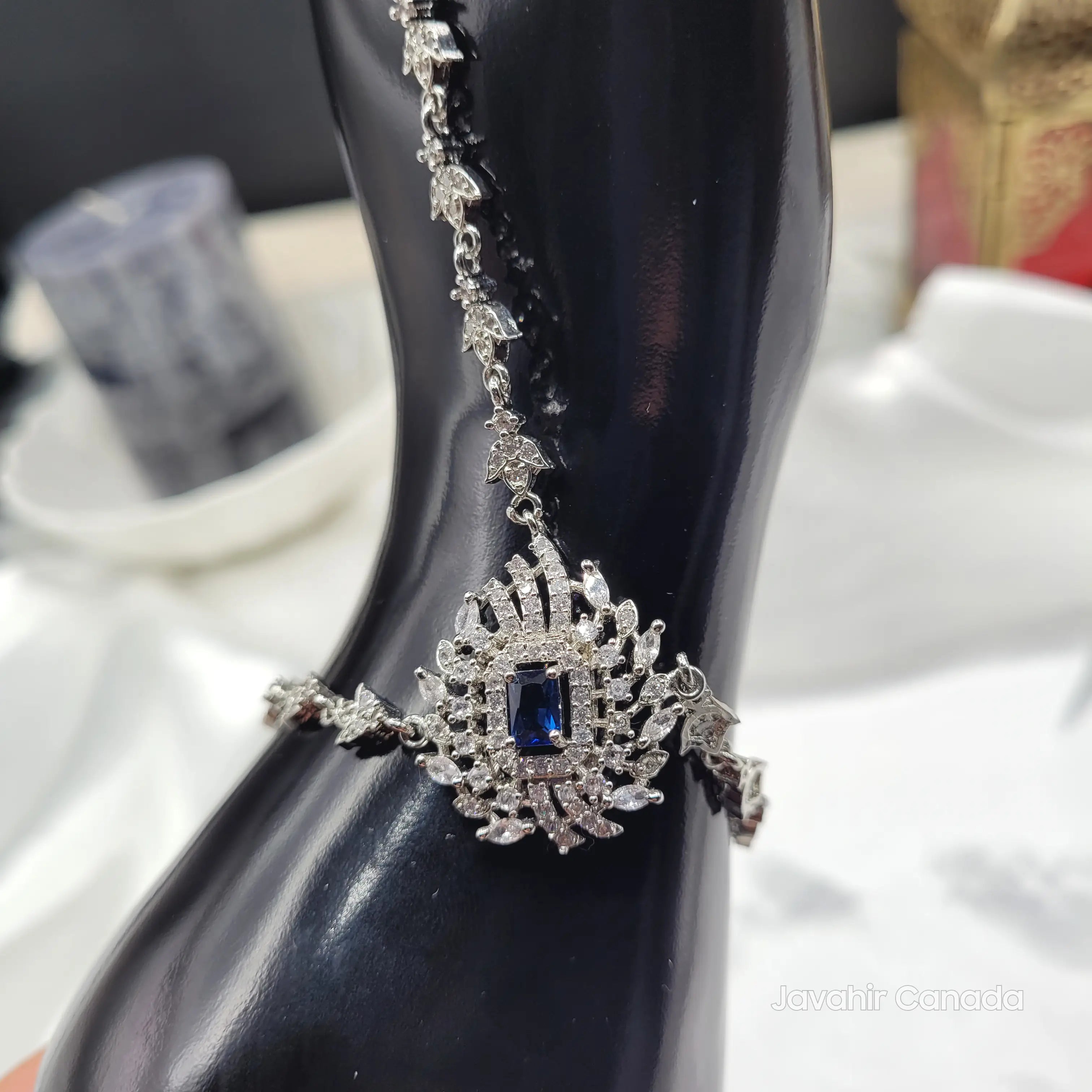 JV4027 Bridal Jewelry – Side angle showing bracelet and connector