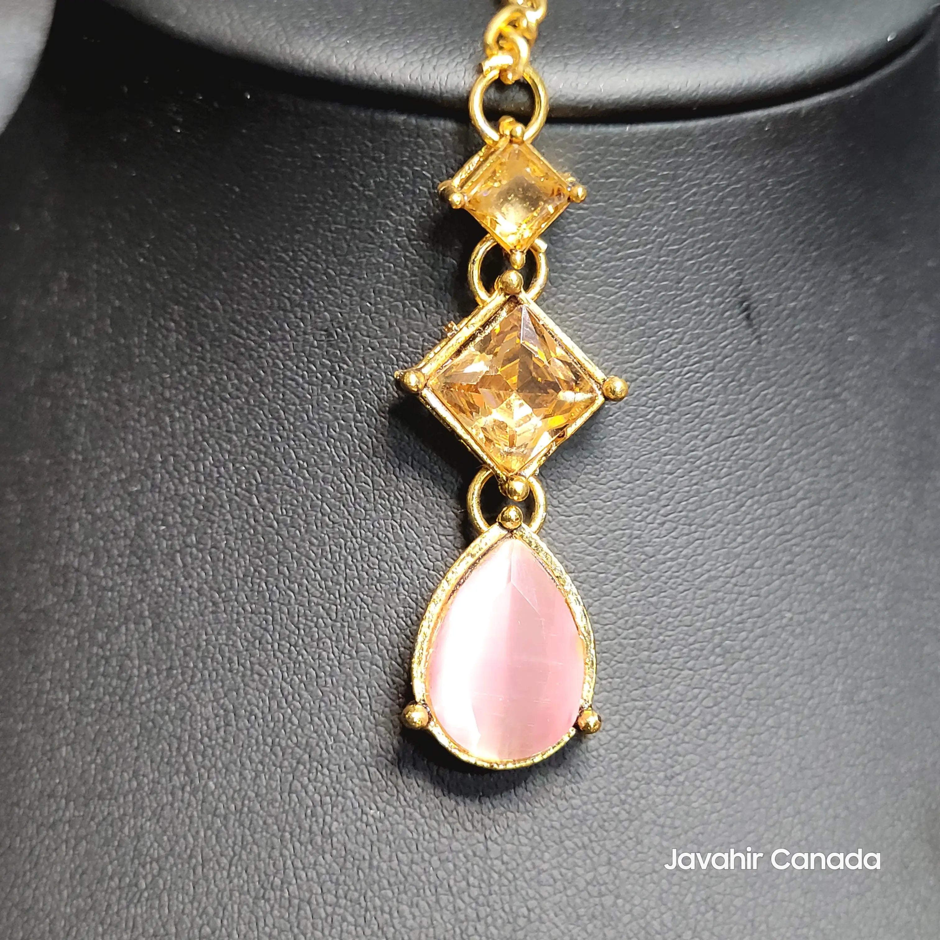 JV5201 Teeka with pink teardrop and champagne stones
