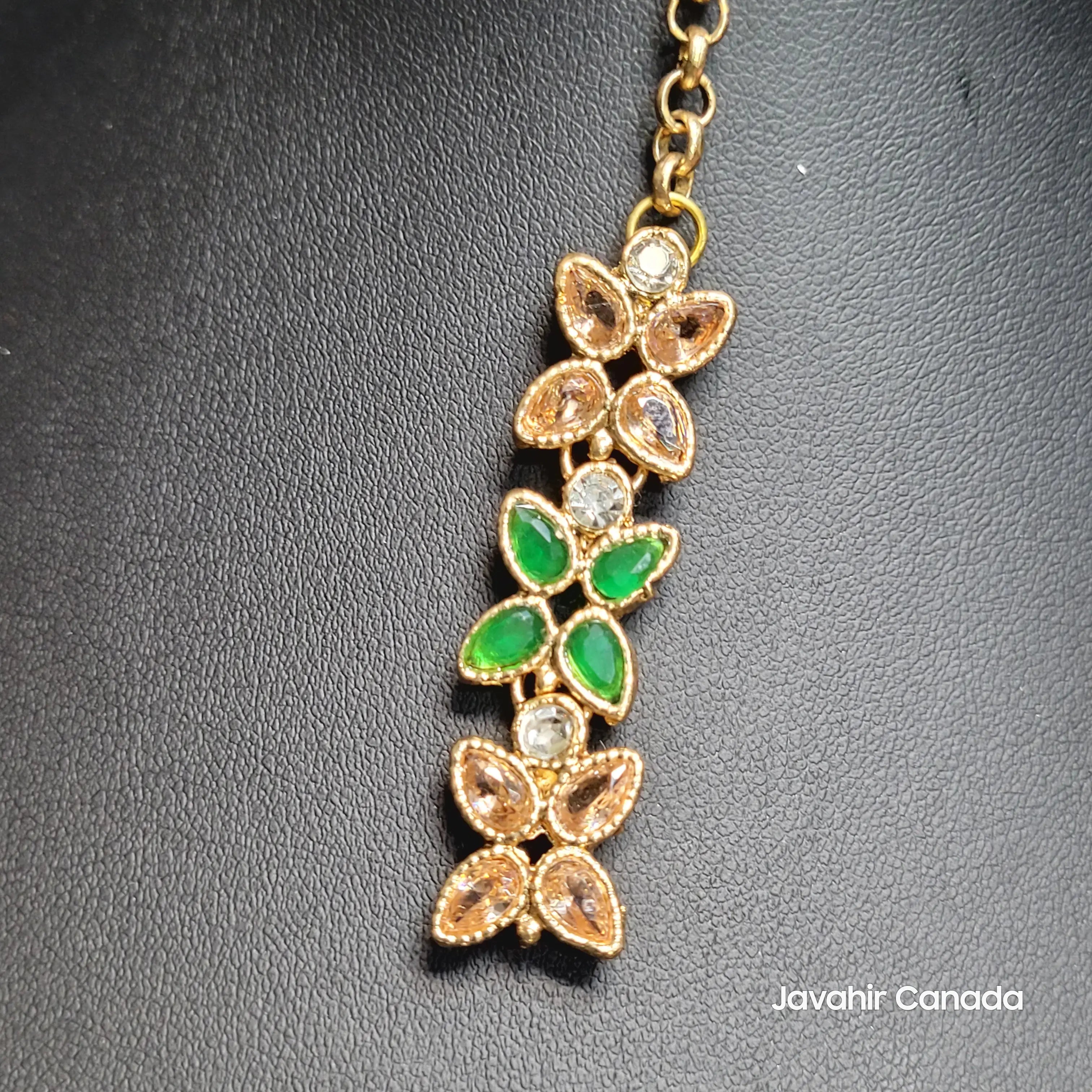 JV5202 Teeka with green and champagne floral stones