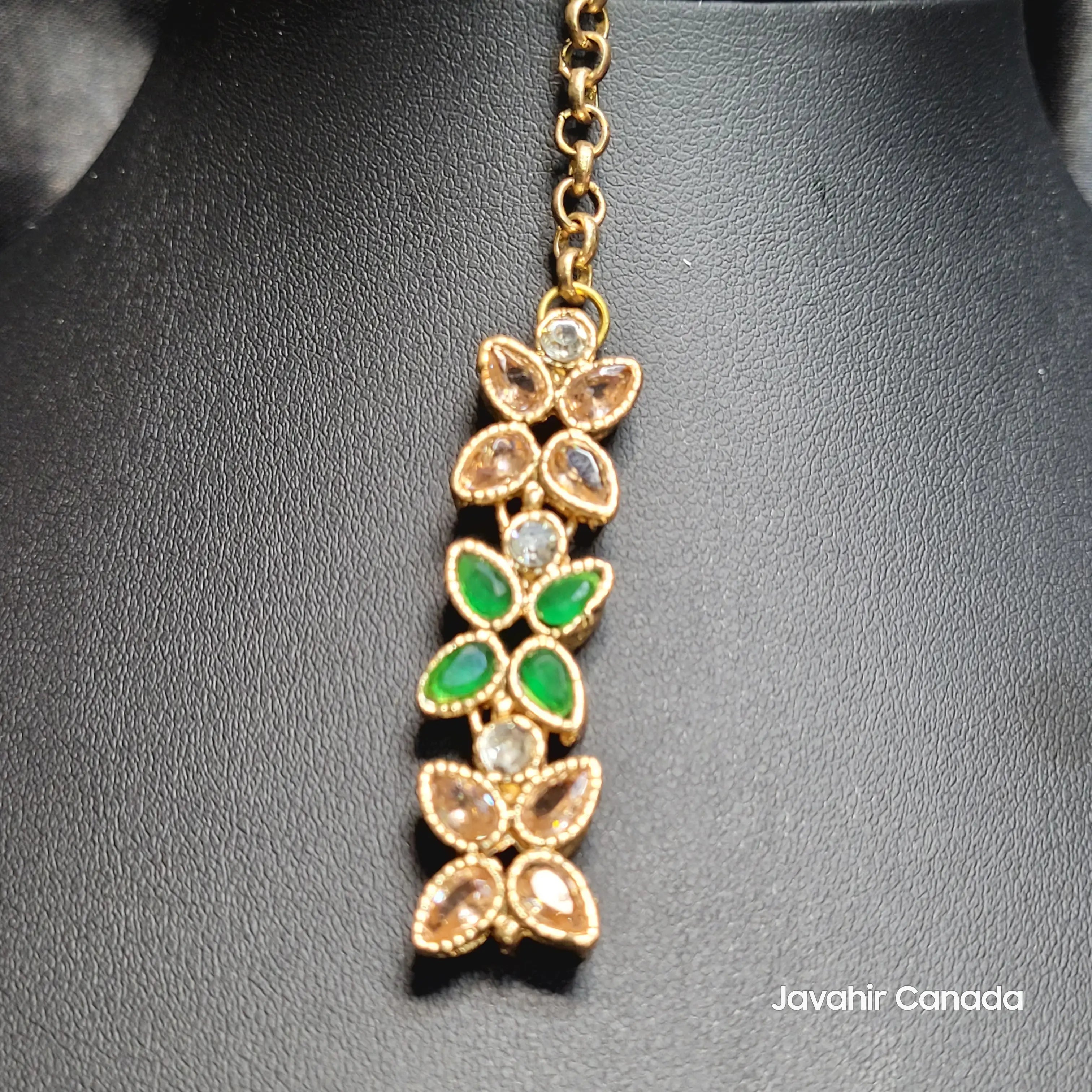 Floral Maang Tikka with alternating stone clusters