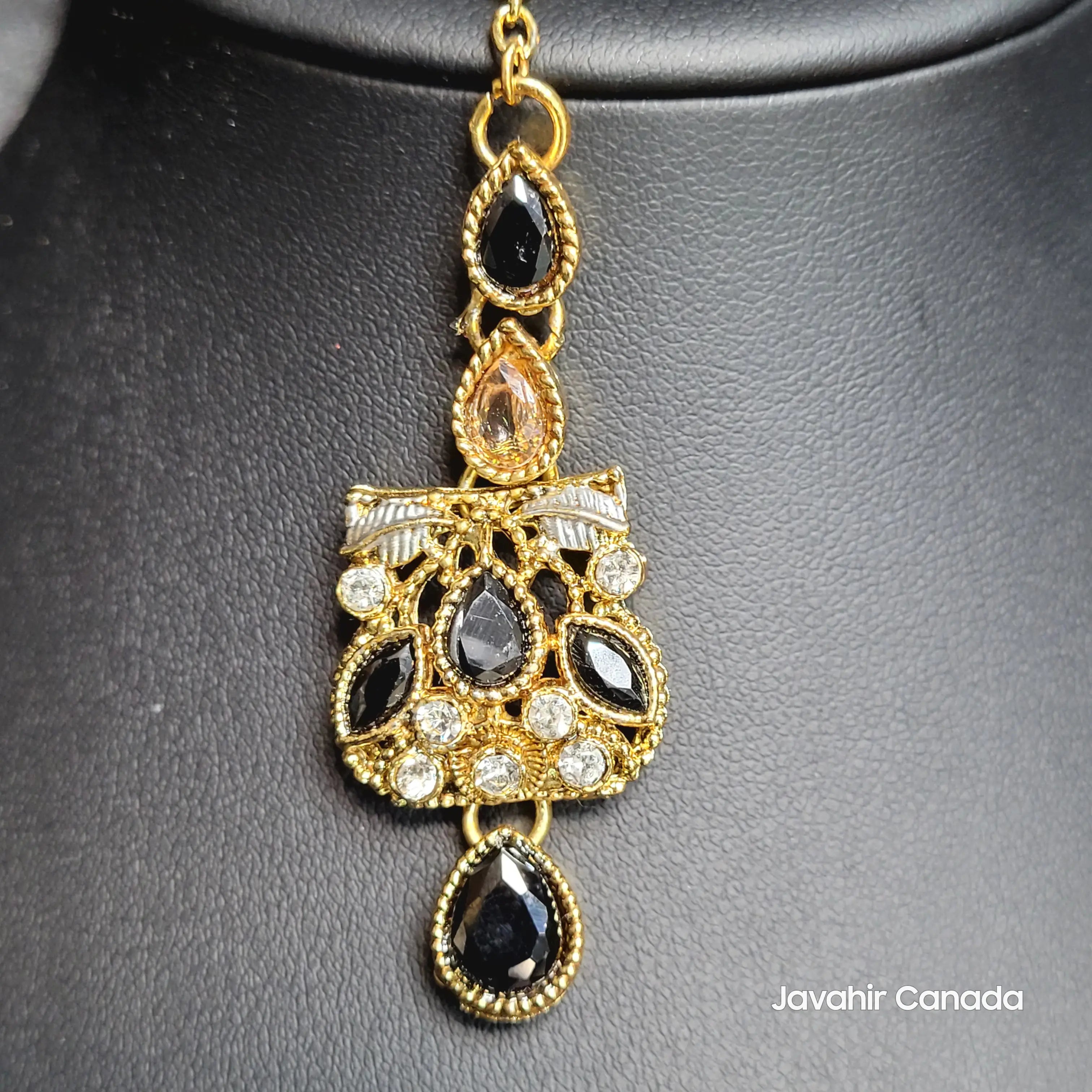 JV5205 black stone Teeka with antique gold design