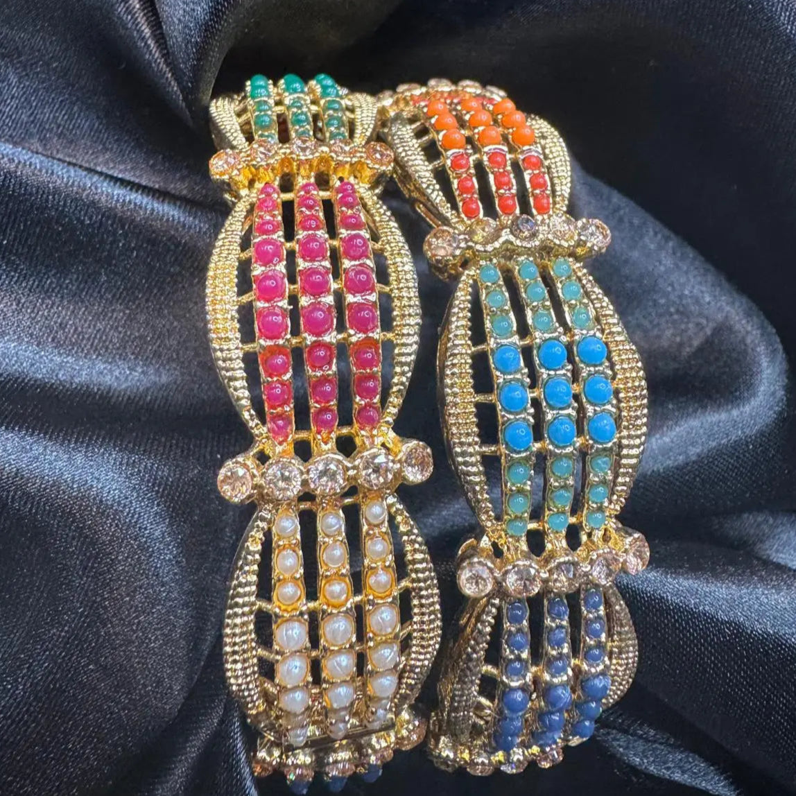 Top view of Kulfi openable bangles in festive tones