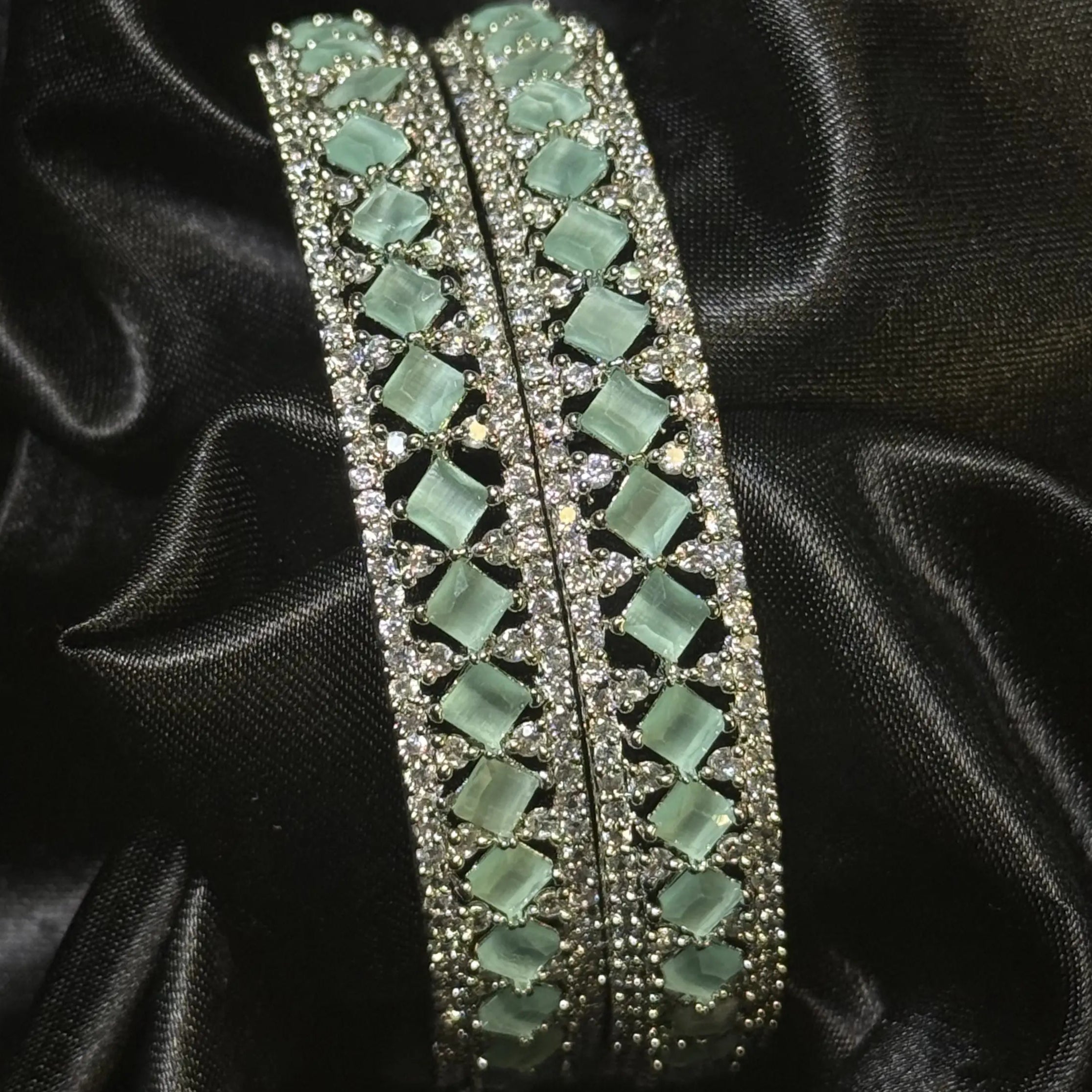 Pakistani bangle set with crystal detailing and teal stones