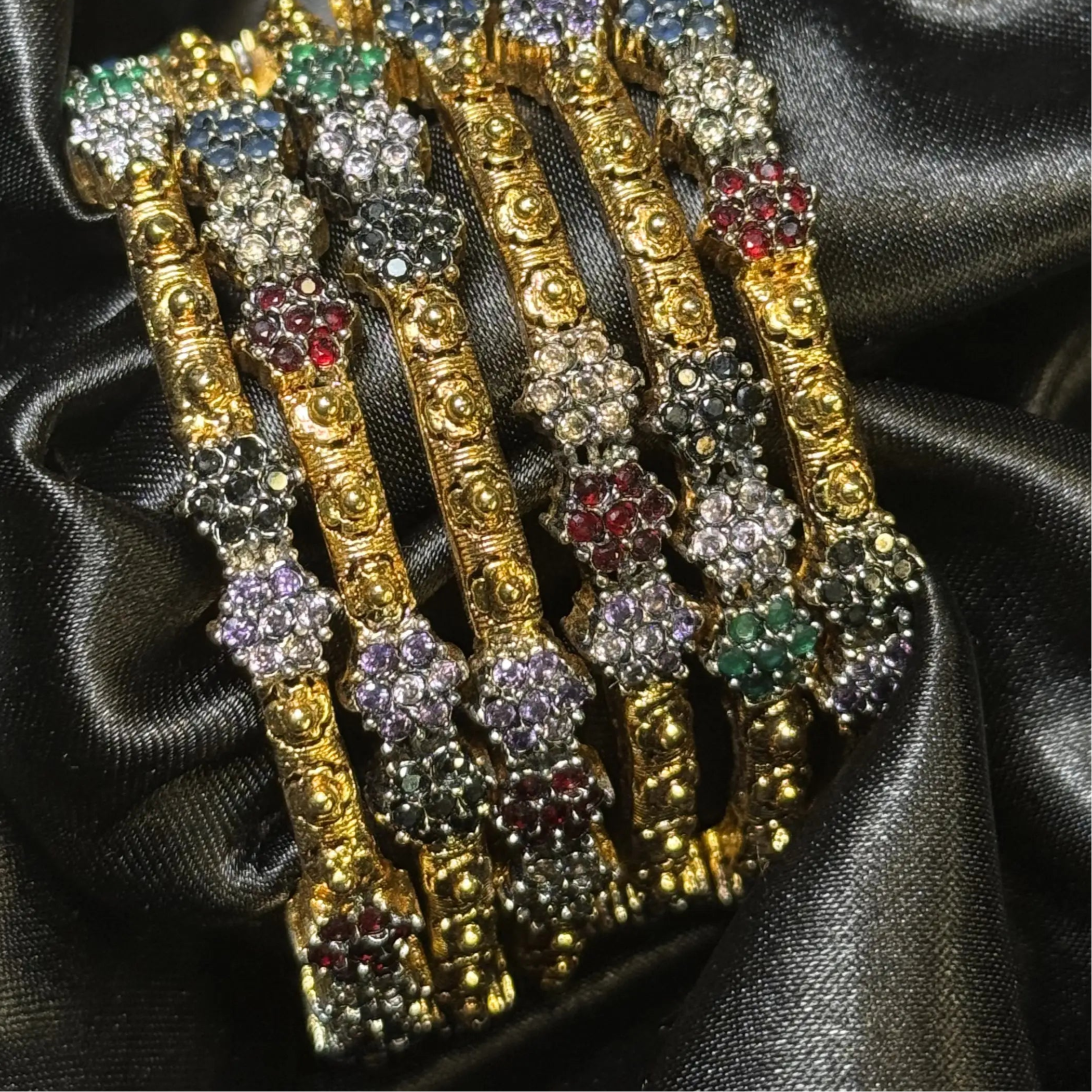 Traditional Pakistani multicolor gold bangles set for women