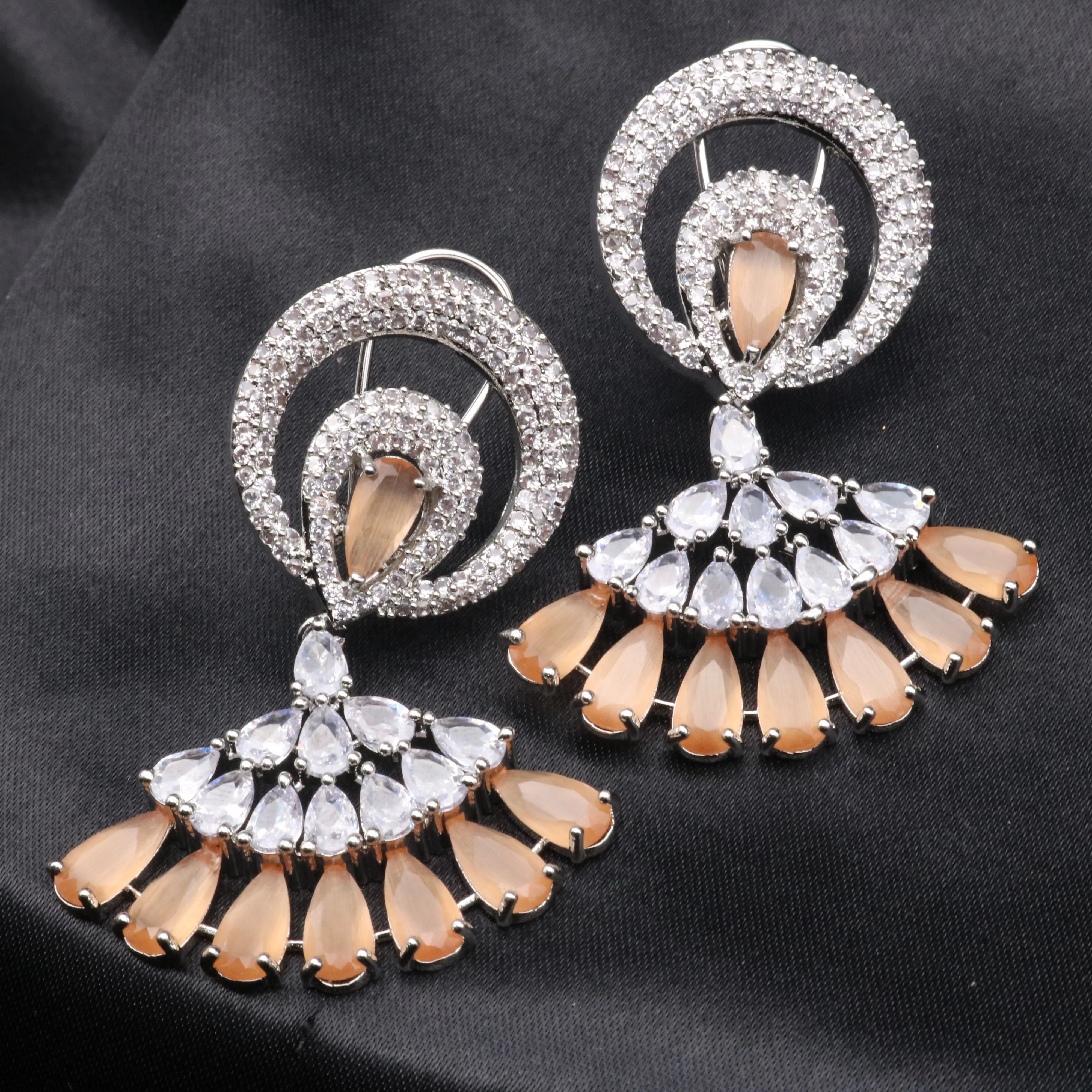 American diamonds jarao based earrings with yellow gemstones