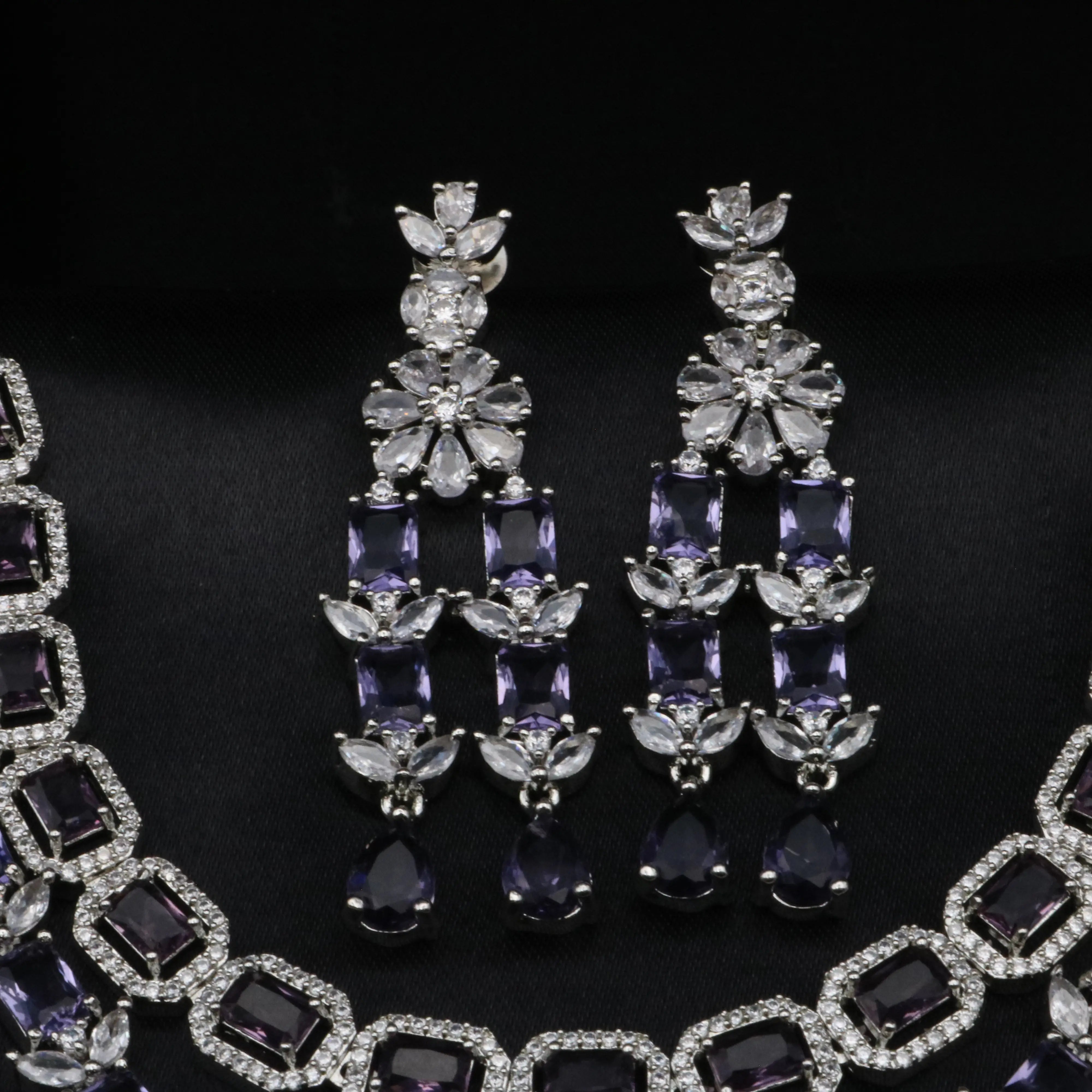 Close-up of matching floral earrings from Elegant necklace set