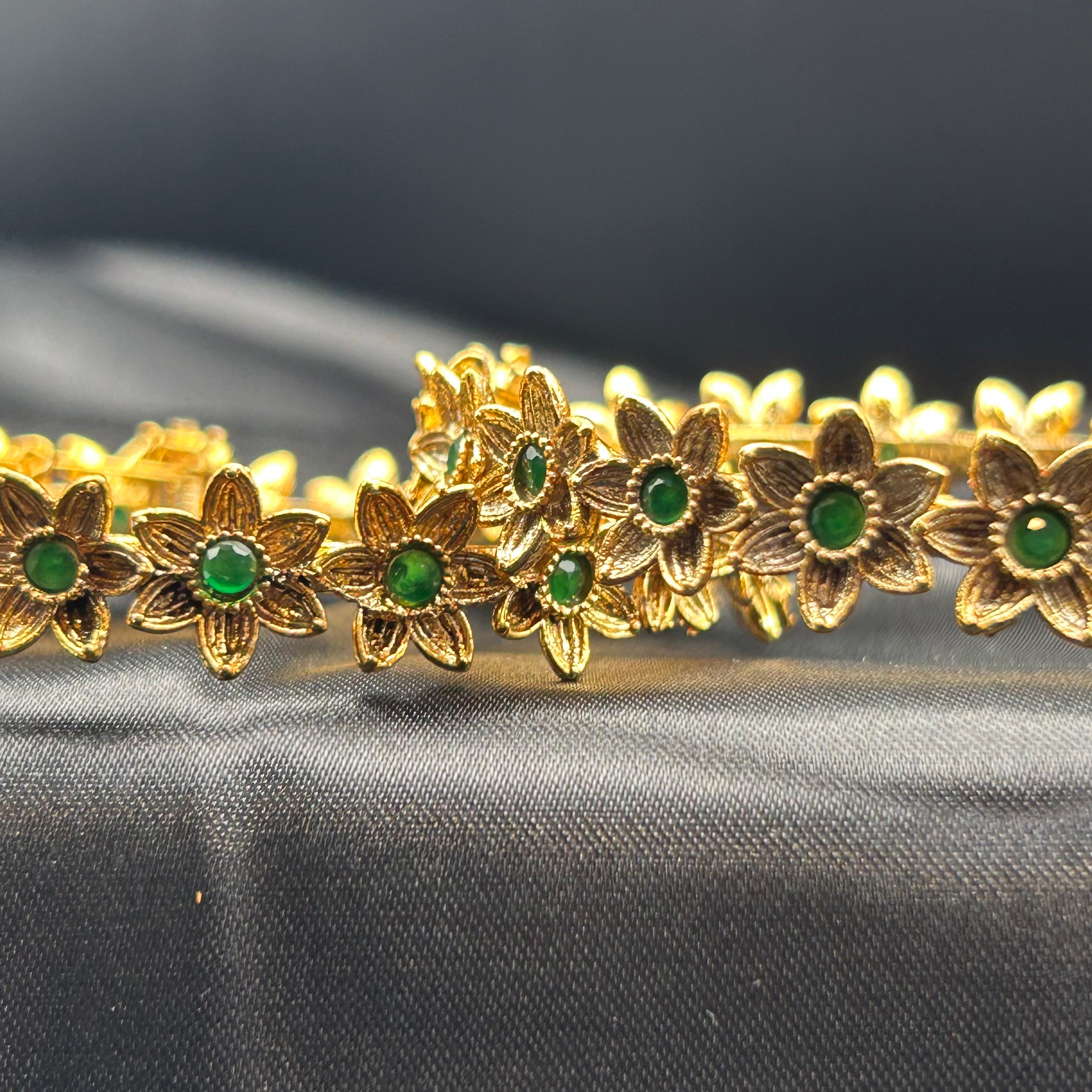 Traditional Pakistani openable flower bangles in gold tone