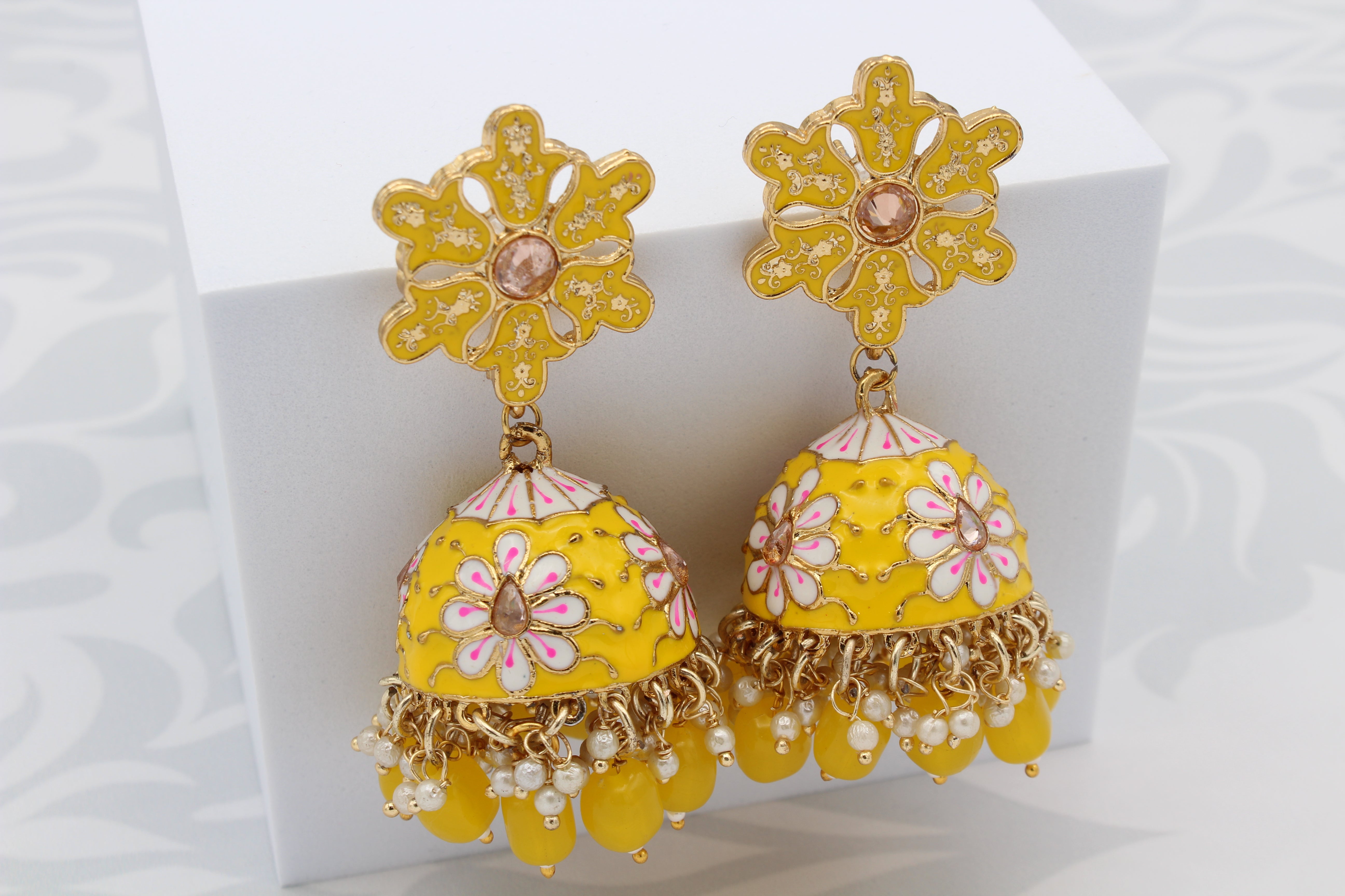 Meenakari Flower Jhumkay