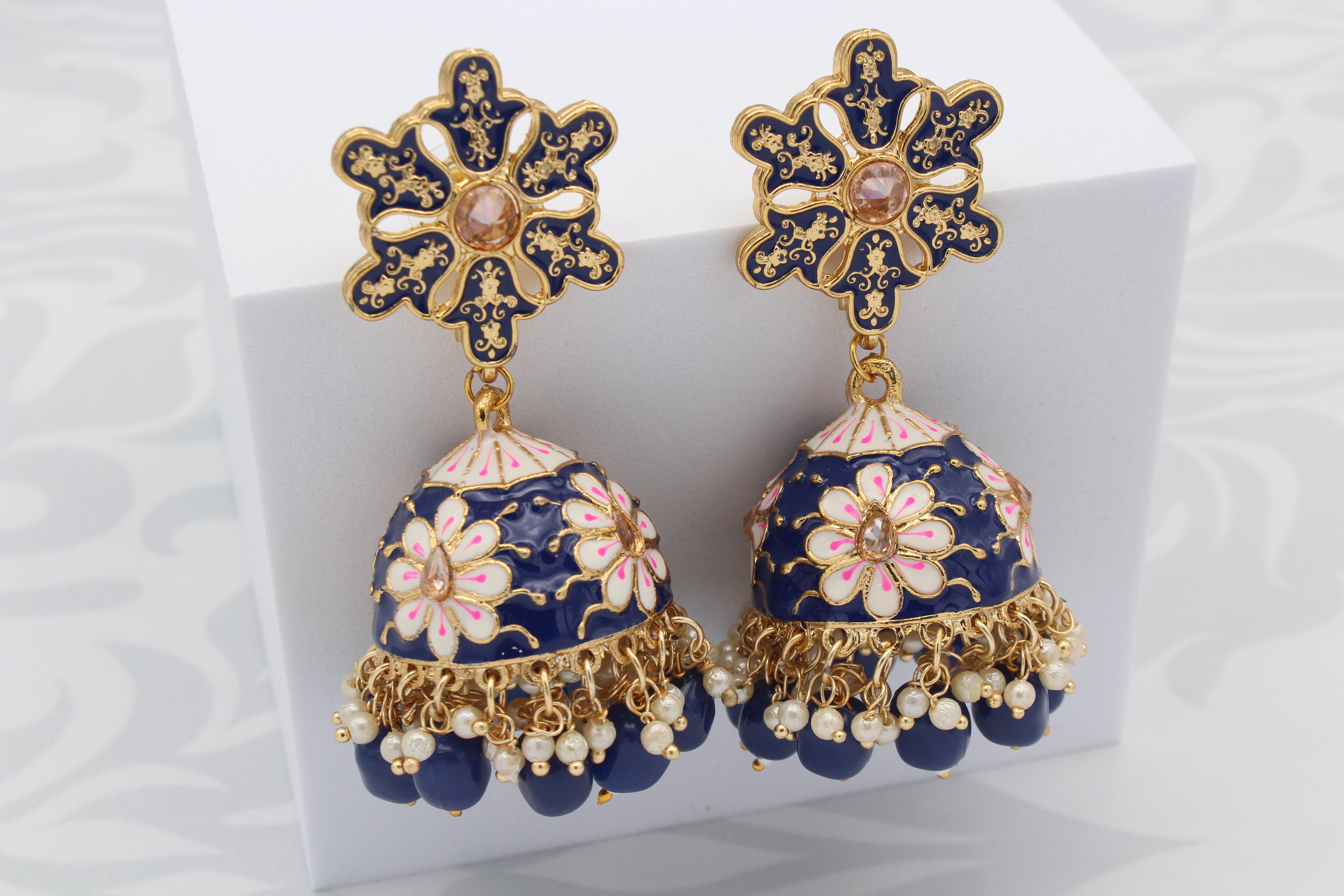Meenakari Flower Jhumkay